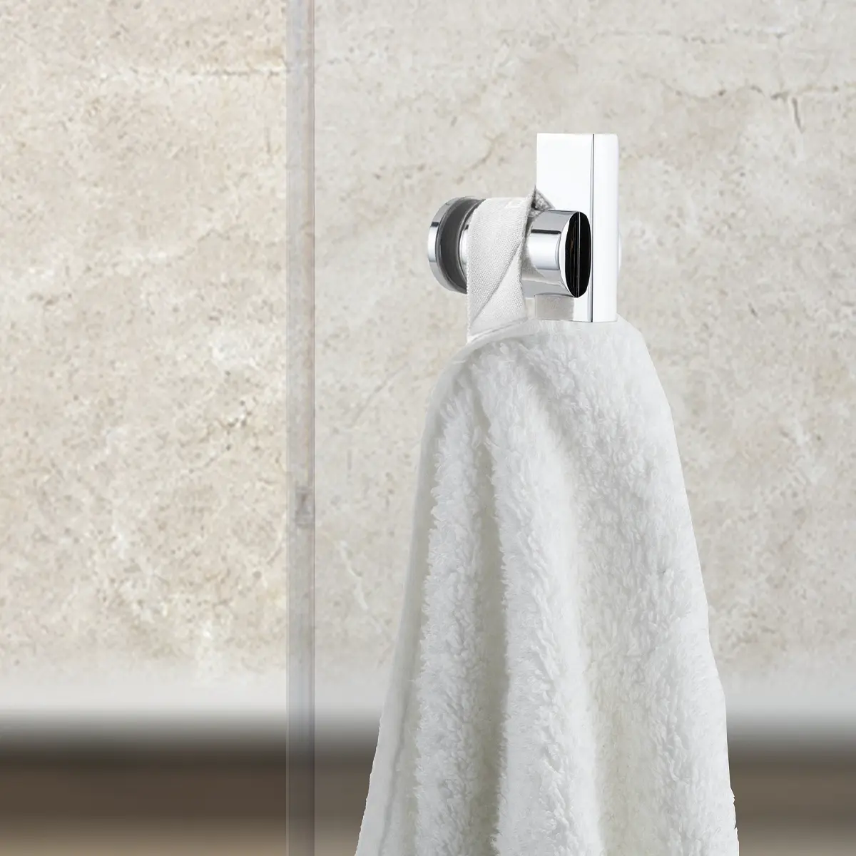 Single Shower Door Knob; Glass Mounted Robe Hook